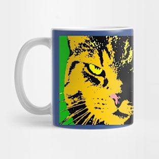 ANGRY CAT POP ART - ORANGE YELLOW GREEN BLACK Mug